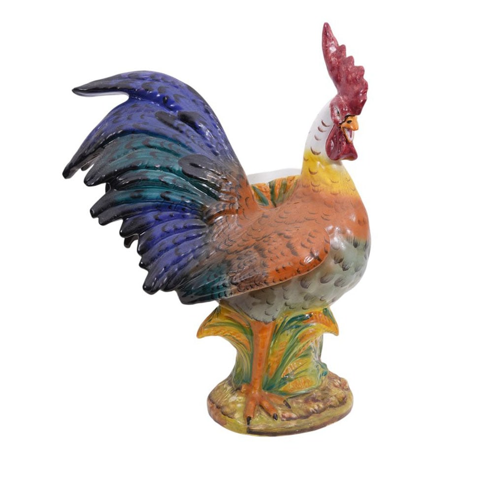 Oversized Ceramic Rooster Vase, 23"h x 24"w (1 of 9)