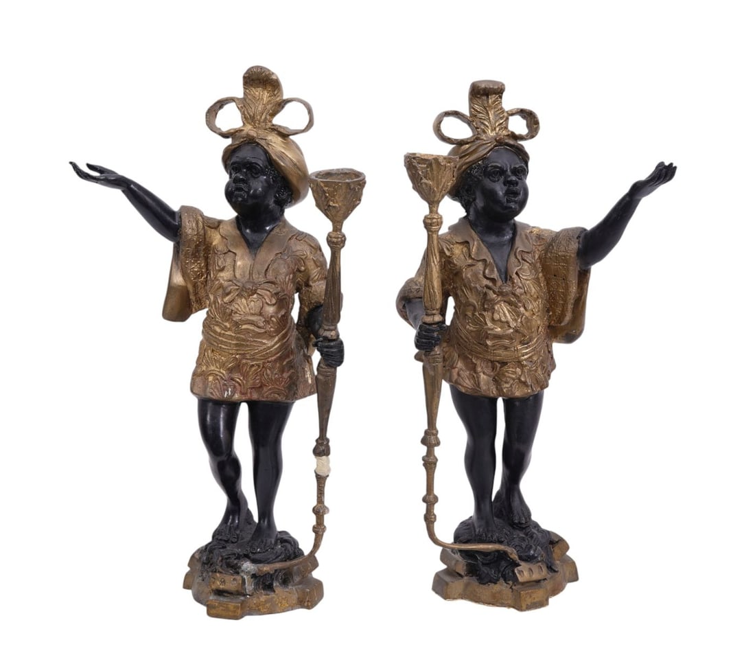 Pair of Metal Figural Blackamoors, 17"h x 8"w (Slightly AS IS) (1 of 7)
