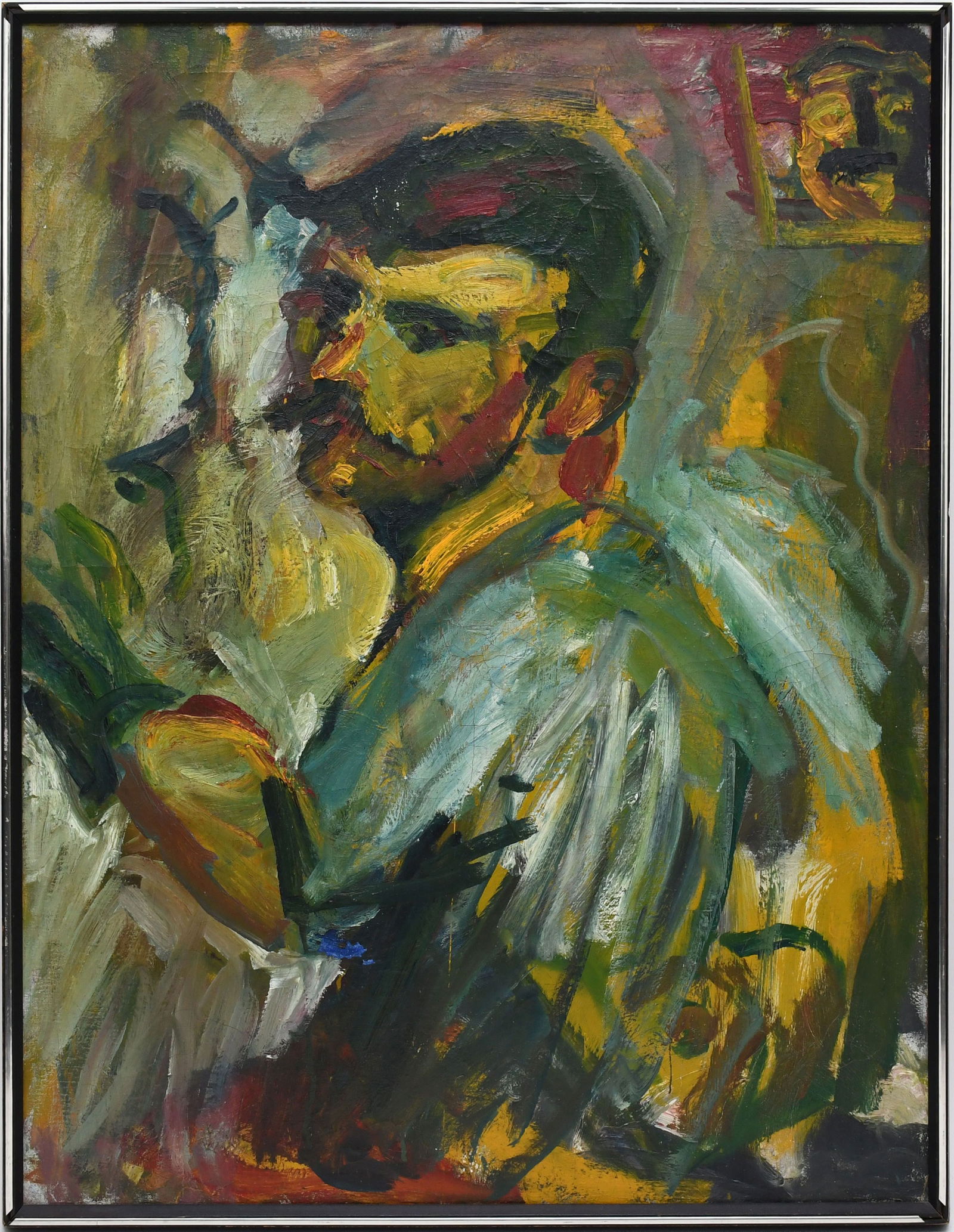 After Jacques Villon, oil on canvas, Artist painting a portrait. Painting size 36 x 28 inches.: After Jacques Villon, oil on canvas, Artist painting a portrait. Painting size 36 x 28 inches.