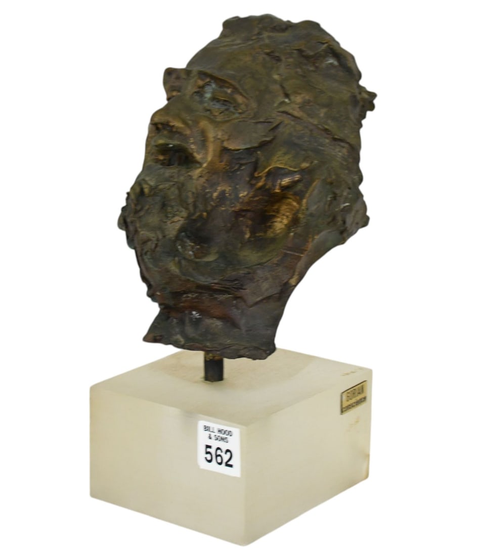 Bronze Brutalist Face on Resin Stand "Gorian Conscience" 8"h x 7"w Bronze (Base 10"h x 4 1/4" x 4 (1 of 7)