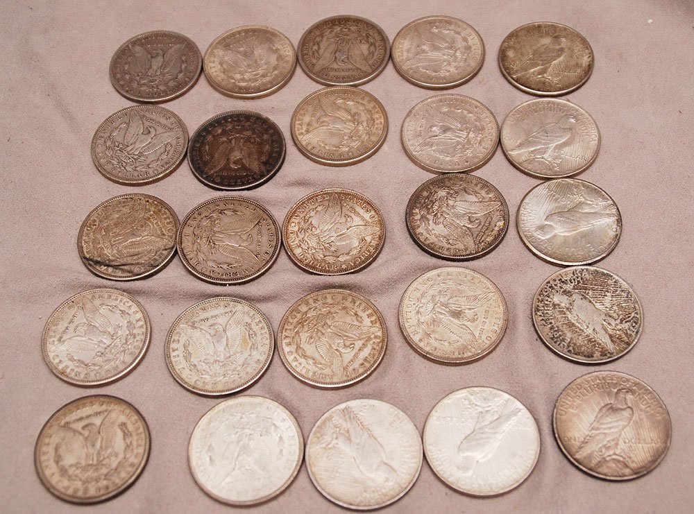 25 circulated silver dollars