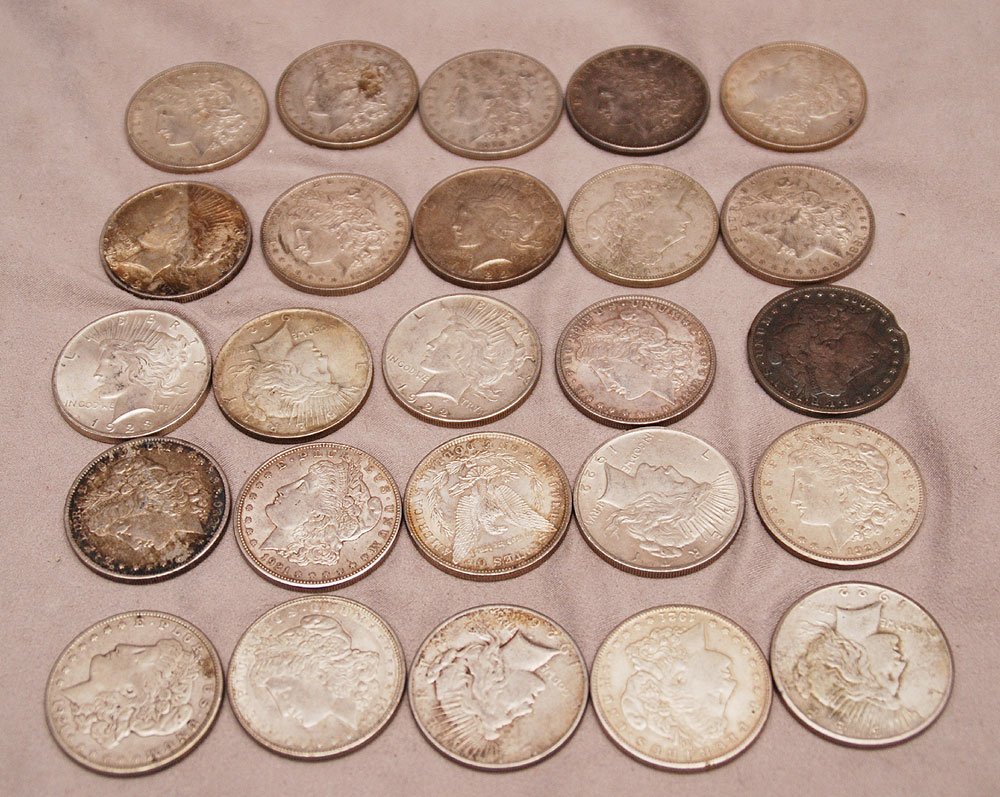 25 circulated silver dollars