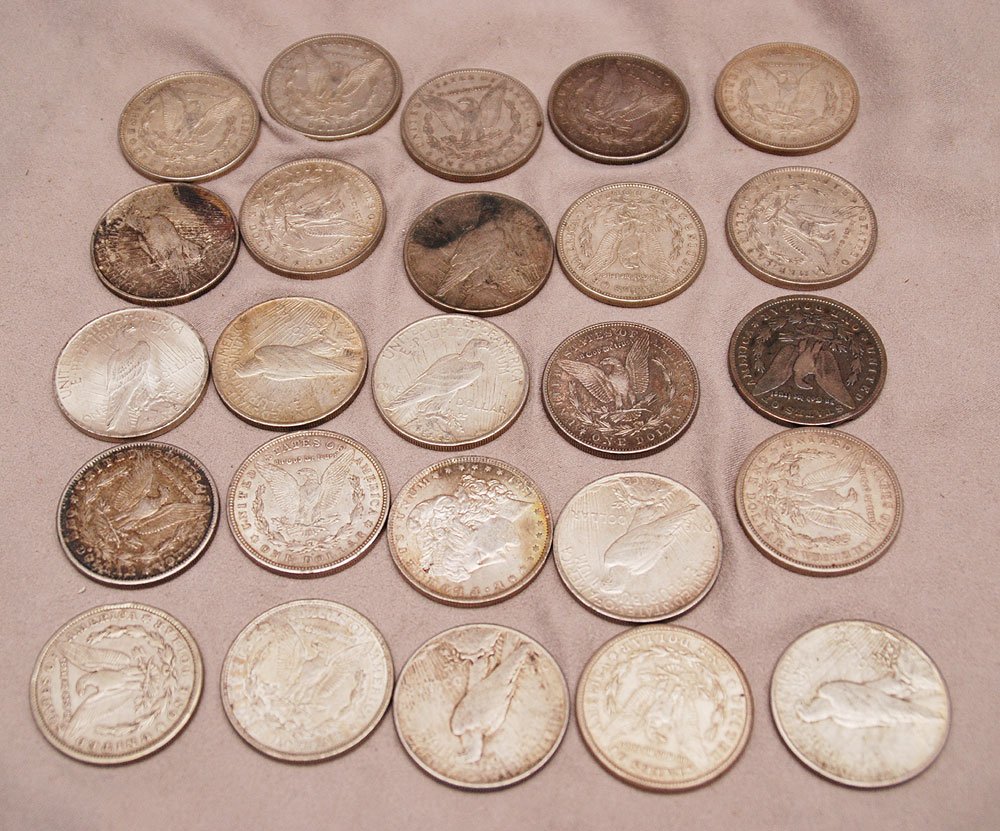 25 circulated silver dollars - 2
