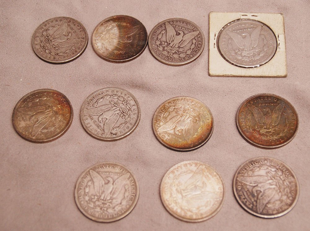 11 silver dollars, incl; 1878, 81(five), 83, 90, 92 (tw: 11 silver dollars, incl; 1878, 81(five), 83, 90, 92 (two), 1901