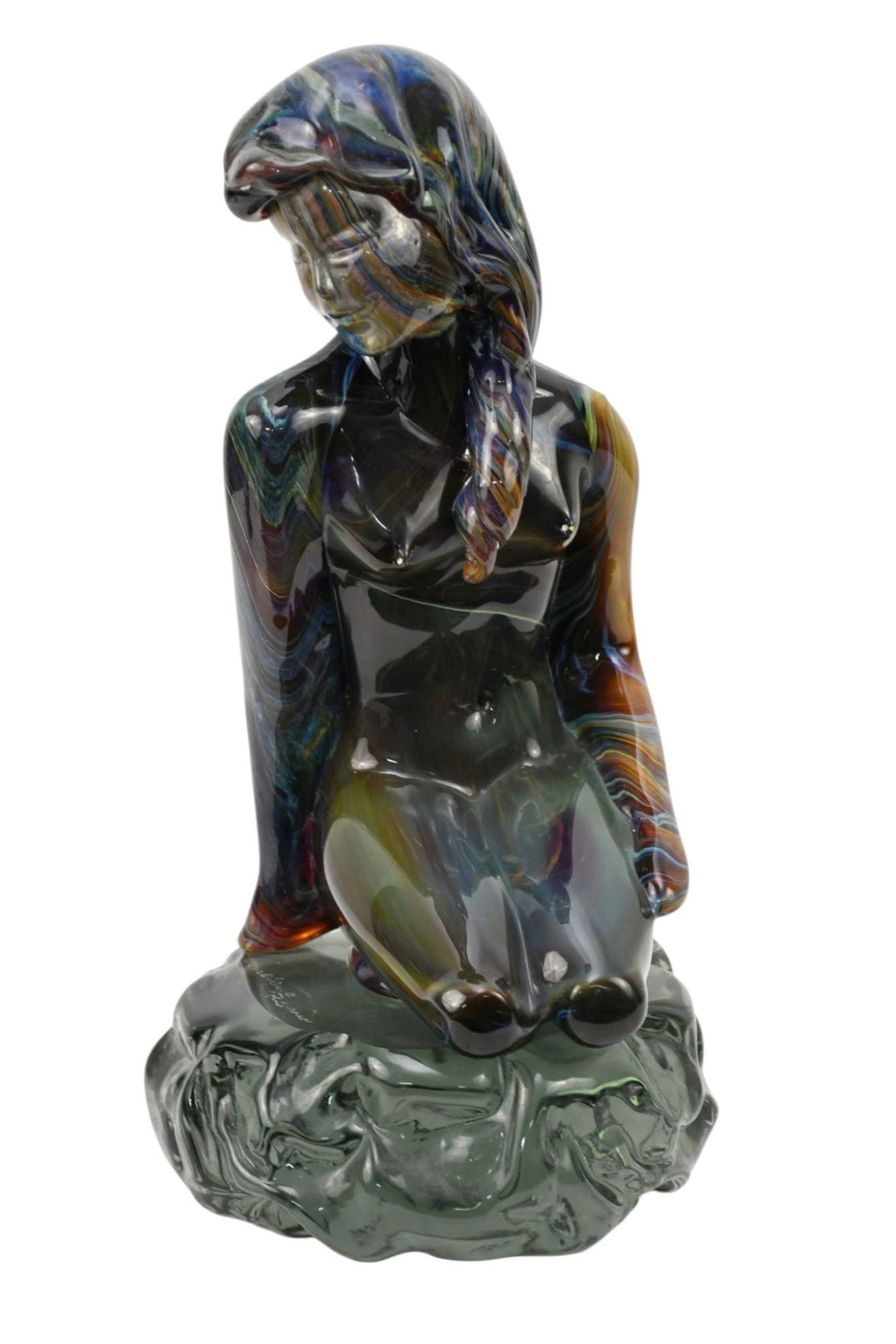 Large Murano Glass Sculpture, "The Little Mermaid", Signed Loredano Rosin (Italian 1936-1992), 28"h (1 of 9)
