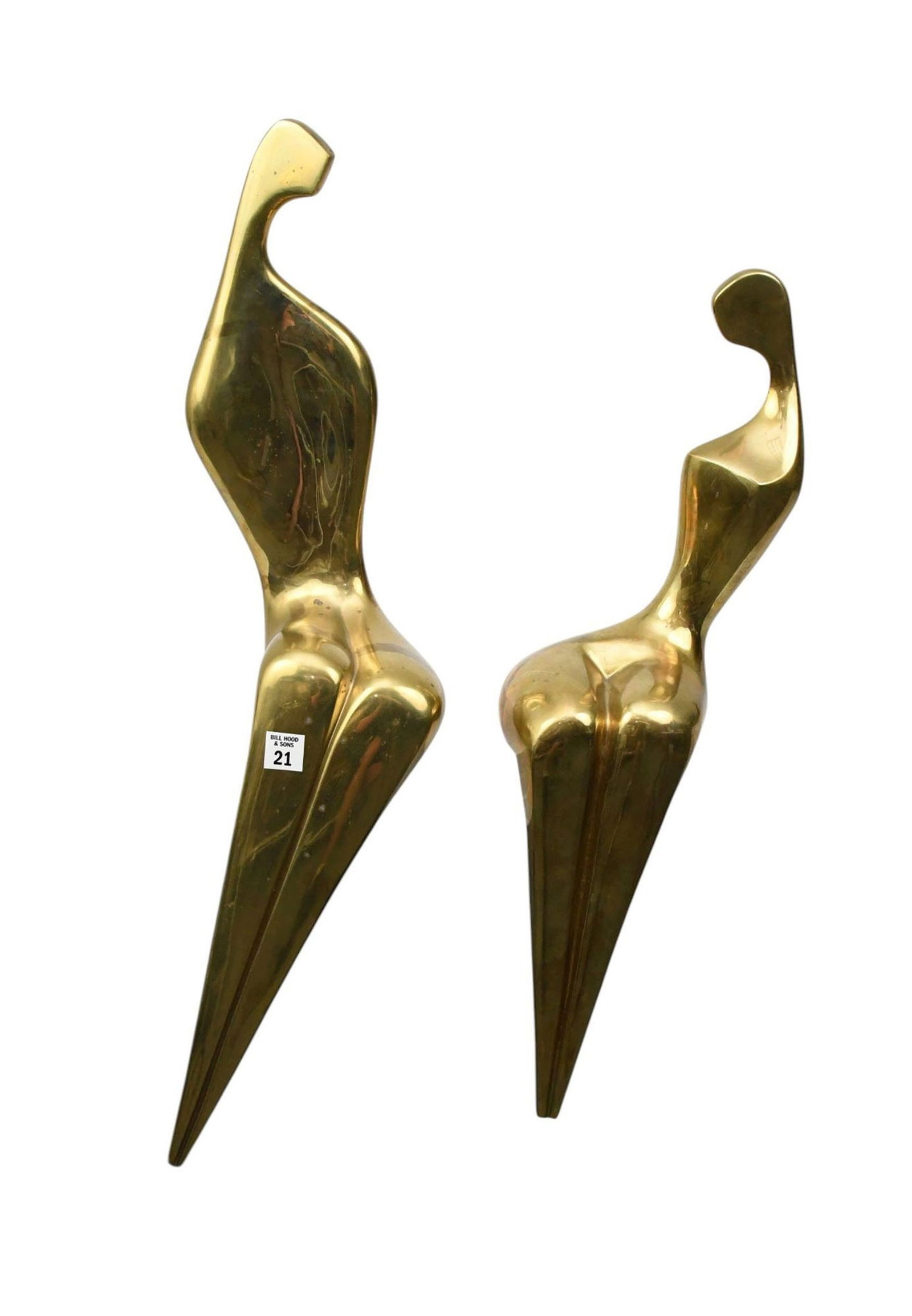 2 Ben Shalom Polished Brass Seated Figure Sculptures, Signed. 28"h x 8"w x 6"d Largest (1 of 9)