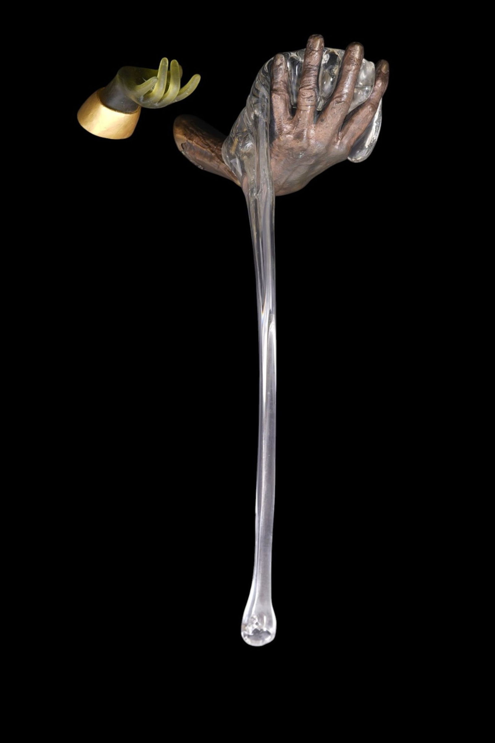 2 Hand Sculptures: 1) Miles Van Rensselaer (American, 20th Century) Glass & bronze, Single (1 of 18)