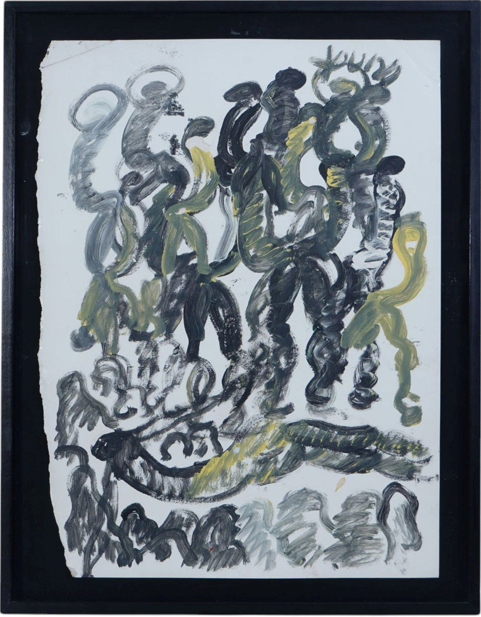 Purvis Young (American, 1943-2010) oil on found posterboard PARADE -figures and musicians, folk (1 of 4)