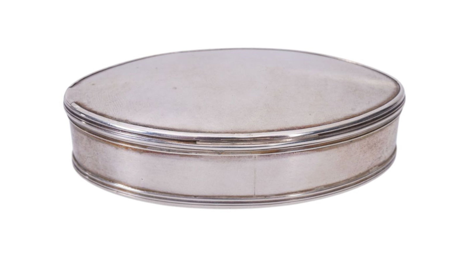 Antique English Sterling Oval Vanity Box, Hallmark London HB, Hestor Bateman, 1"h x 3"w (1 of 7)