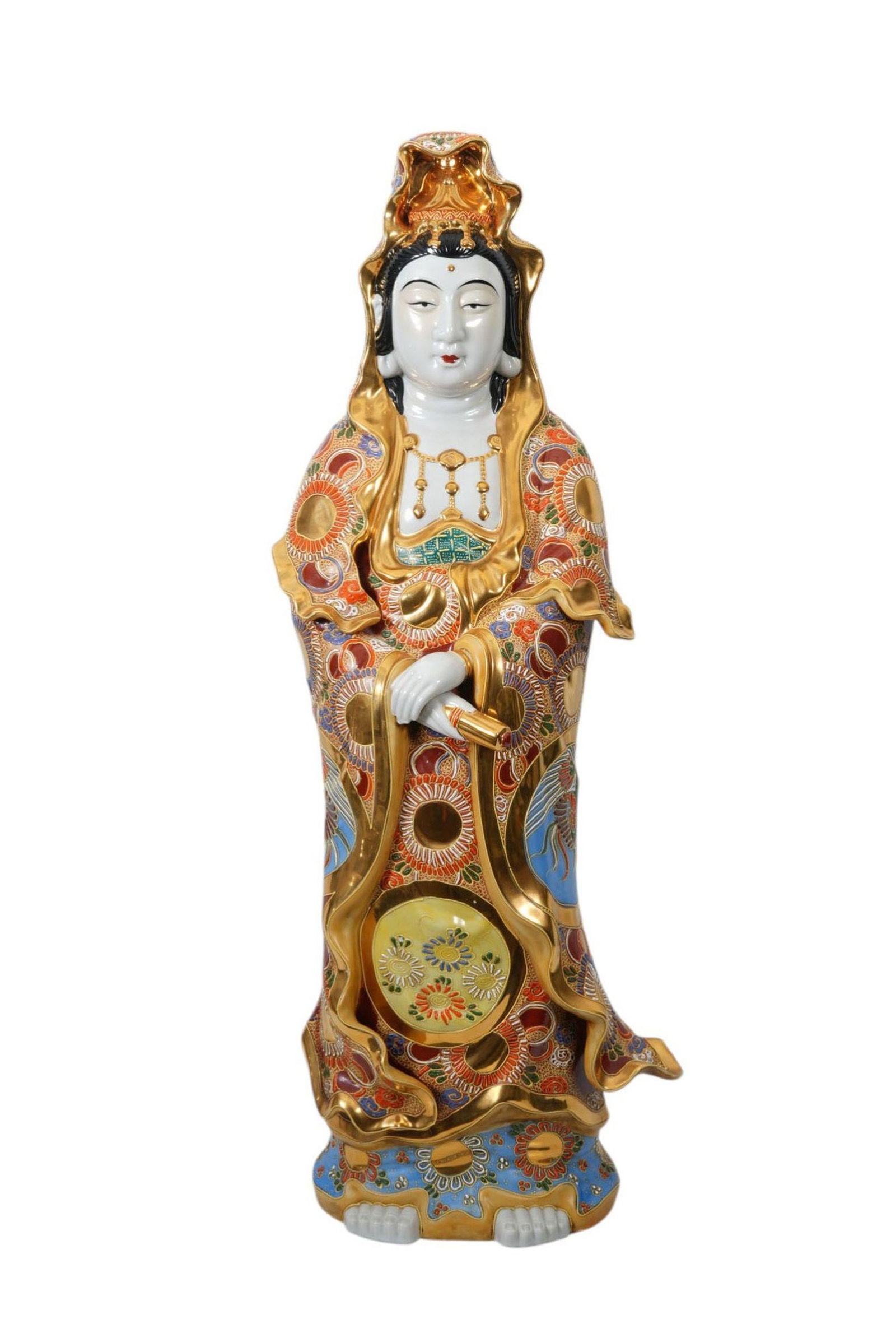 Japanese Ceramic Kutani Figure, 33"h x 10"w (1 of 15)