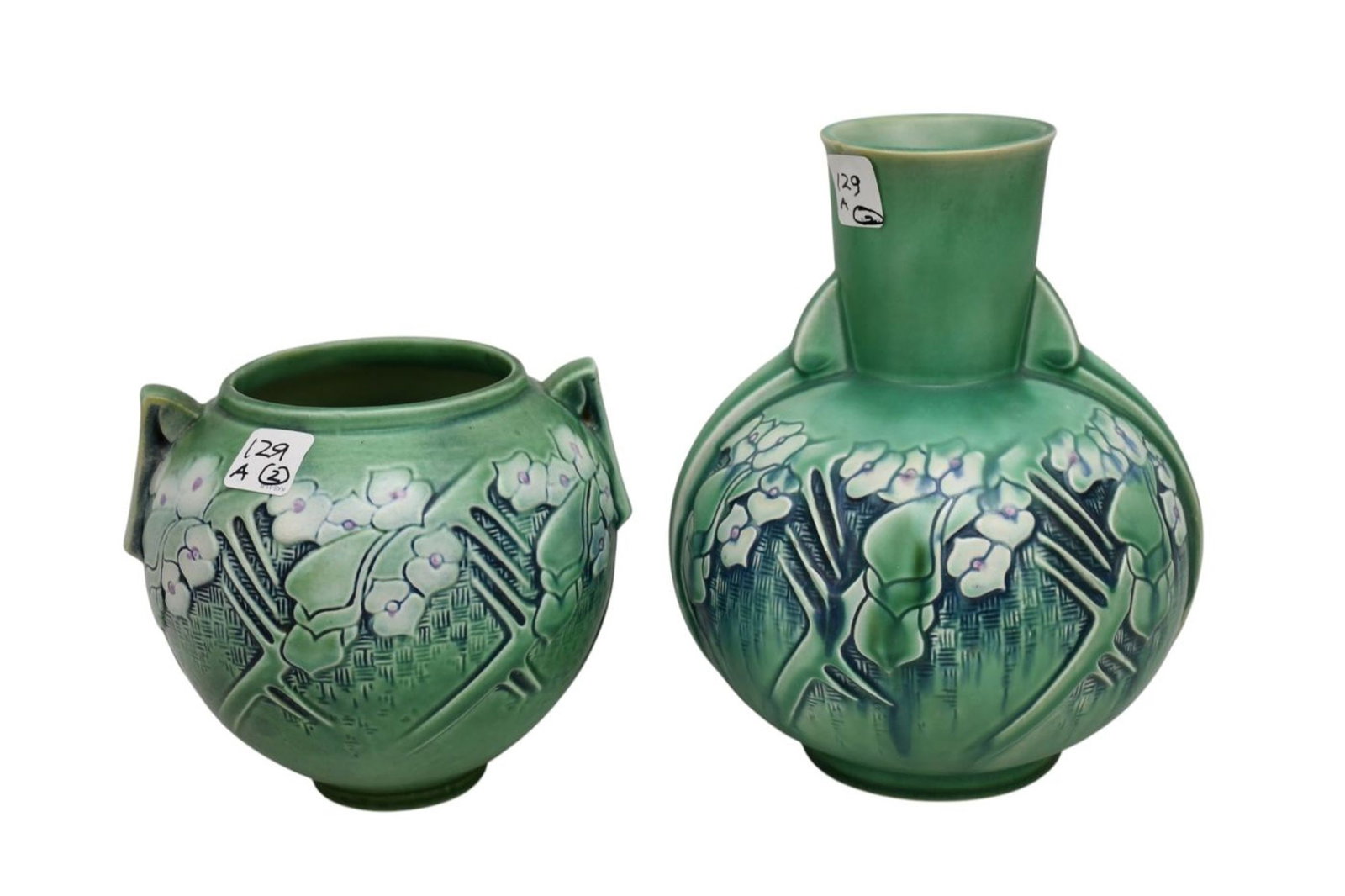 2 Antique Roseville Pottery Vases, Largest 10"h x 8"w (1 of 6)