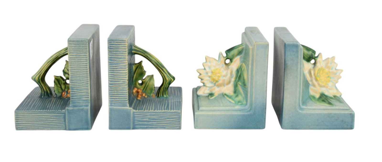 2 Pairs of Antique Roseville Pottery Bookends, 5"h x 5"w x 4"d (1 of 6)