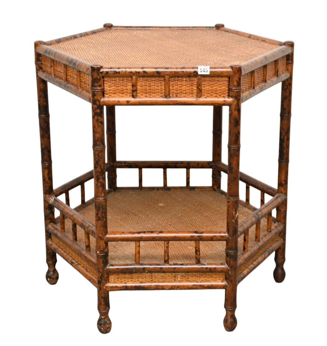 Bamboo Style Hexagonal Side Table, 27"h x 23"w x 23"d (1 of 5)