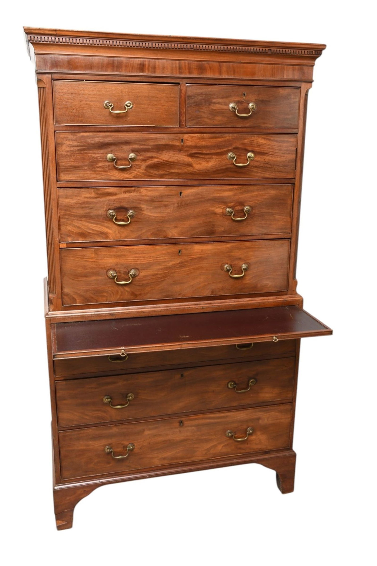 English Chest on Chest, 18/19th c. Dentil Molding Over 2 Side by Side Drawers Over 3 Graduated (1 of 13)