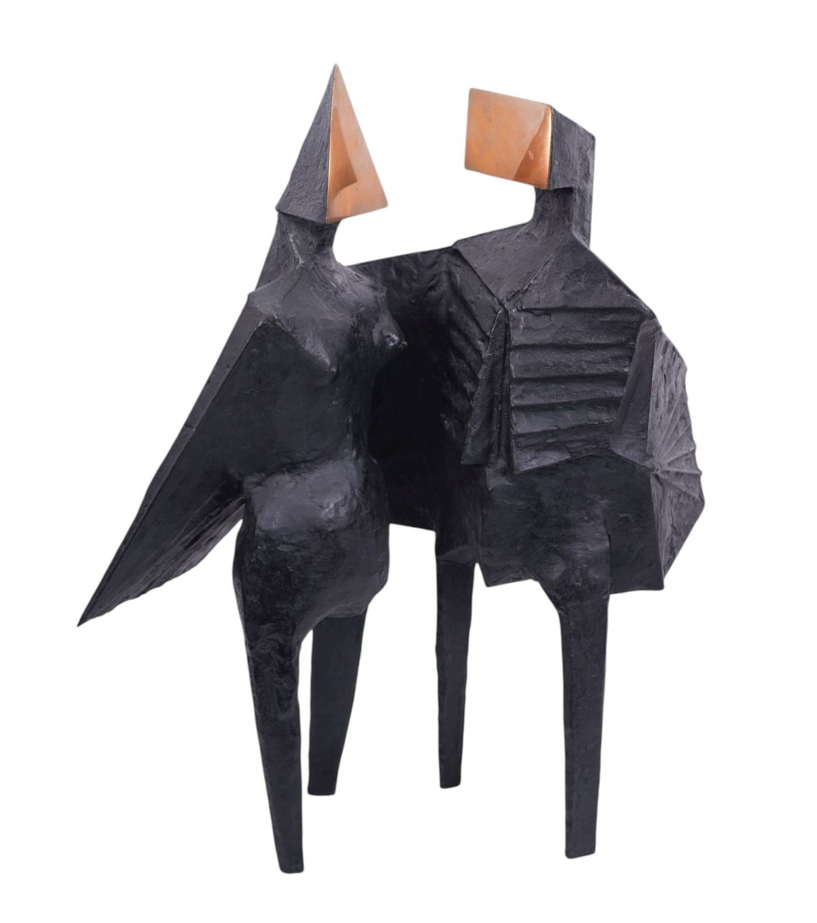 LYNN RUSSELL CHADWICK (English 1914-2003) Winged Figures – version IV, 1975. Large and Heavy: LYNN RUSSELL CHADWICK (English 1914-2003) Winged Figures – version IV, 1975. Large and Heavy Bronze Sculpture. Dark brown patinated and polished bronze highlights. Abstracted male and female figures