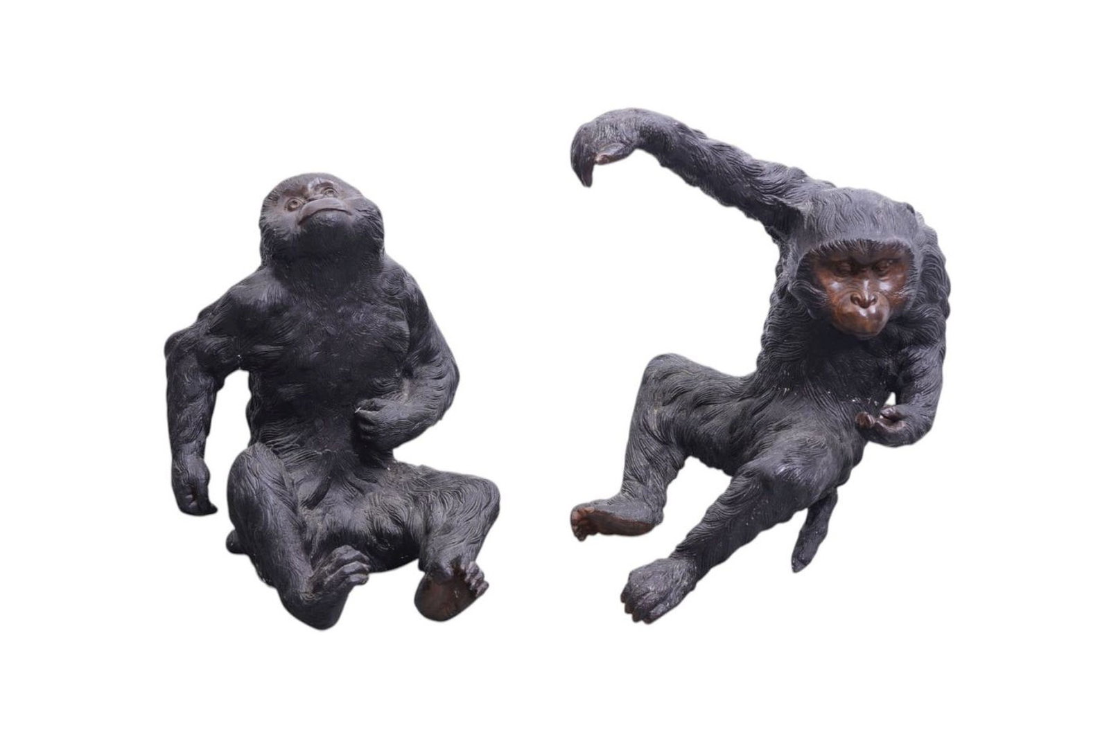 2 Bronze Monkeys Playing Around, 26"h x 18"w (1 of 5)