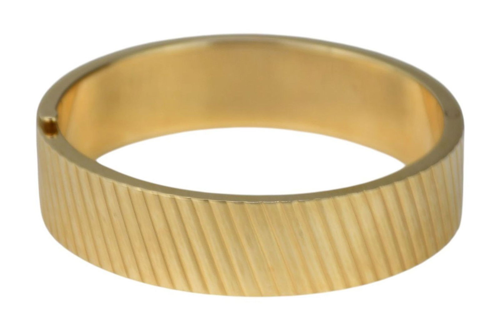14K yellow Gold bangle Bracelet. reeded design 32 grams 6.5" inner circumference. (1 of 5)