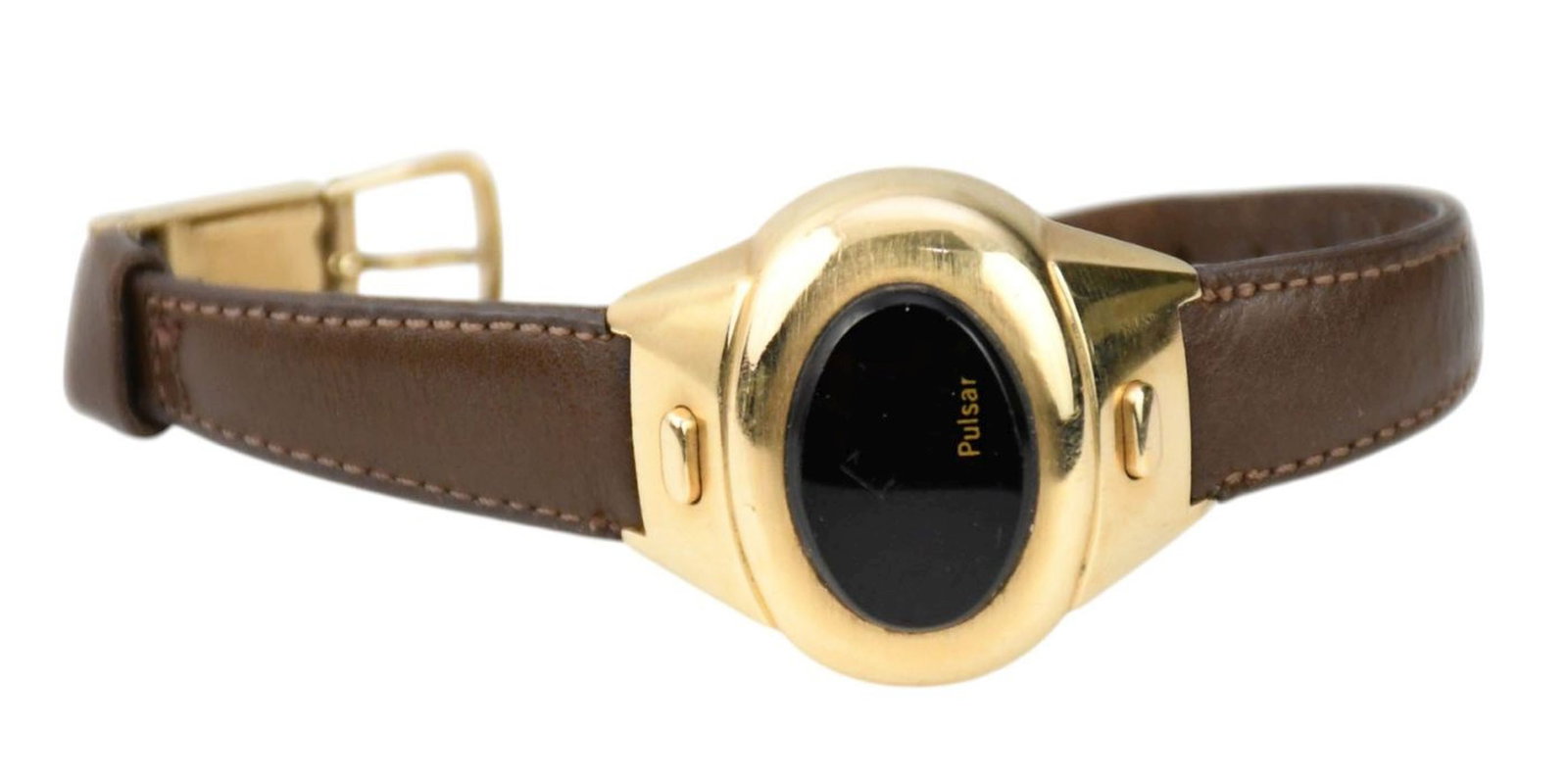 14K Yellow Gold Pulsar Watch. with original strap 33 grams (including leather strap) needs battery (1 of 3)