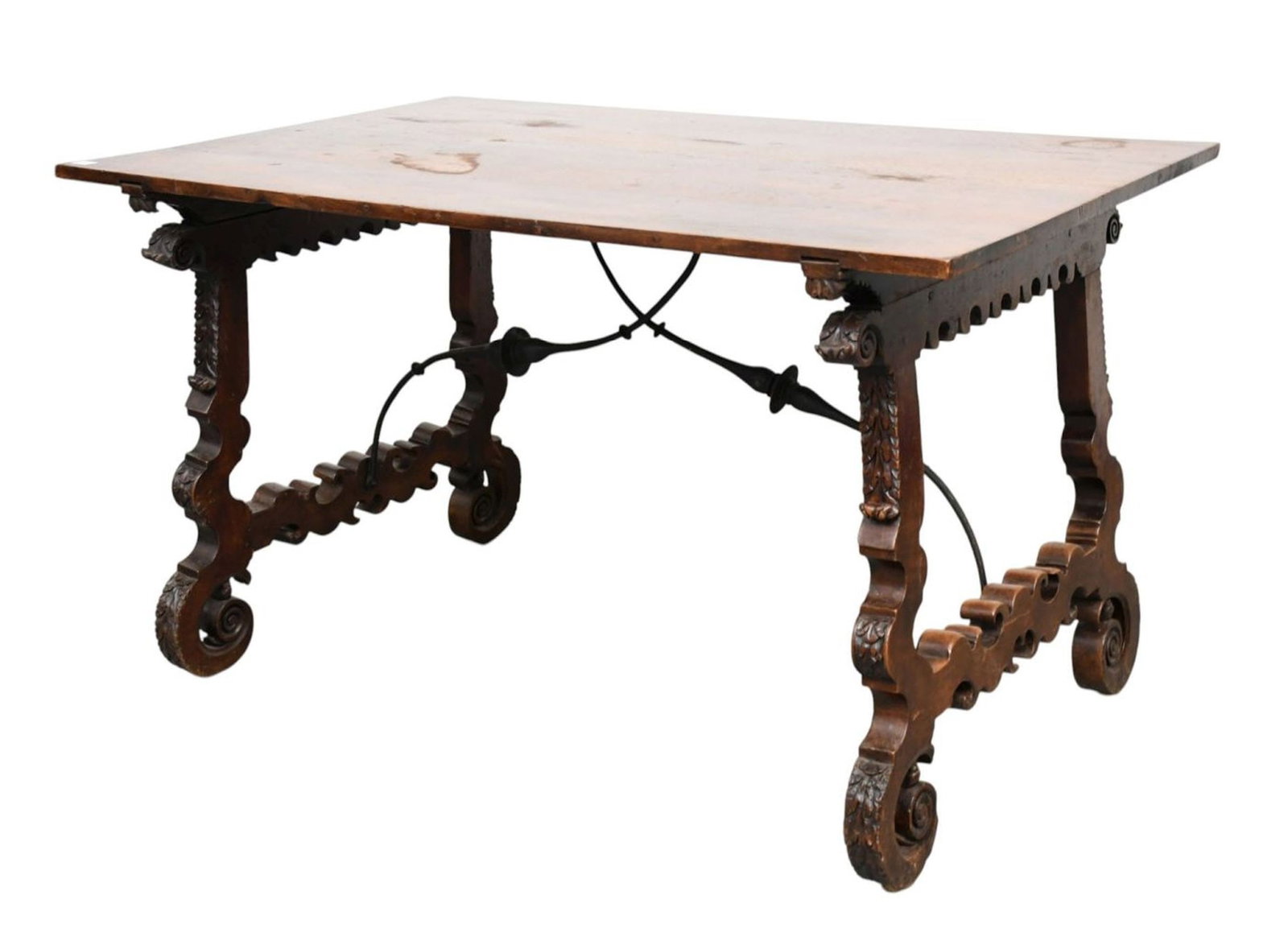 Spanish 18th c. Refractory Walnut Table, 31 1/2"h x 54"w x 35"d (1 of 7)