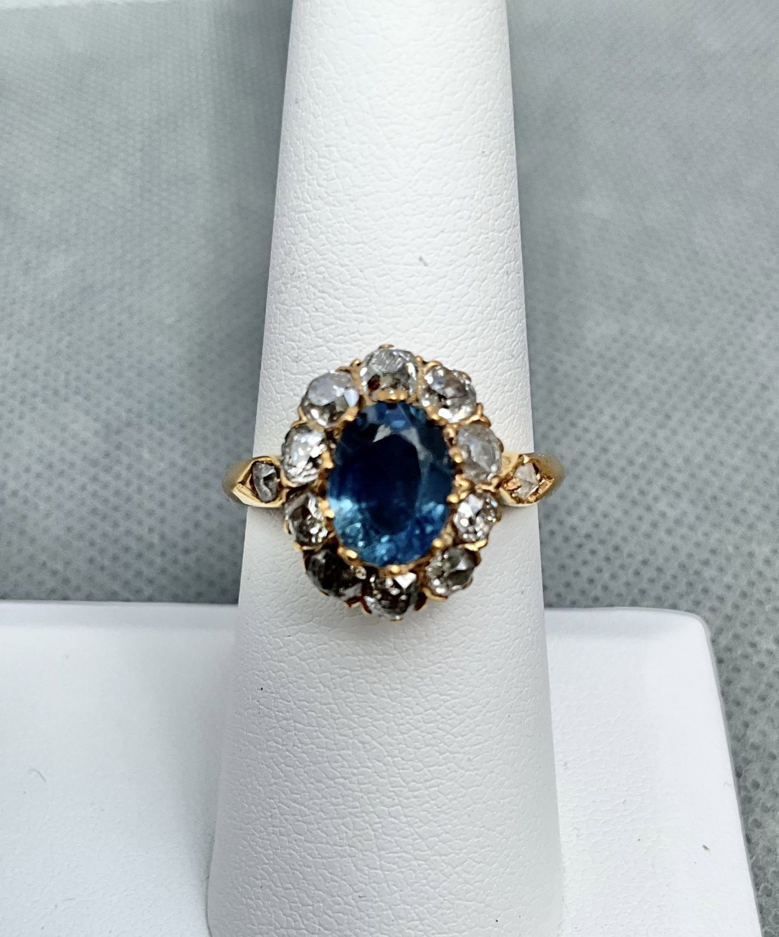Russian Antique Gold Diamond Sapphire ring size (1 of 10)