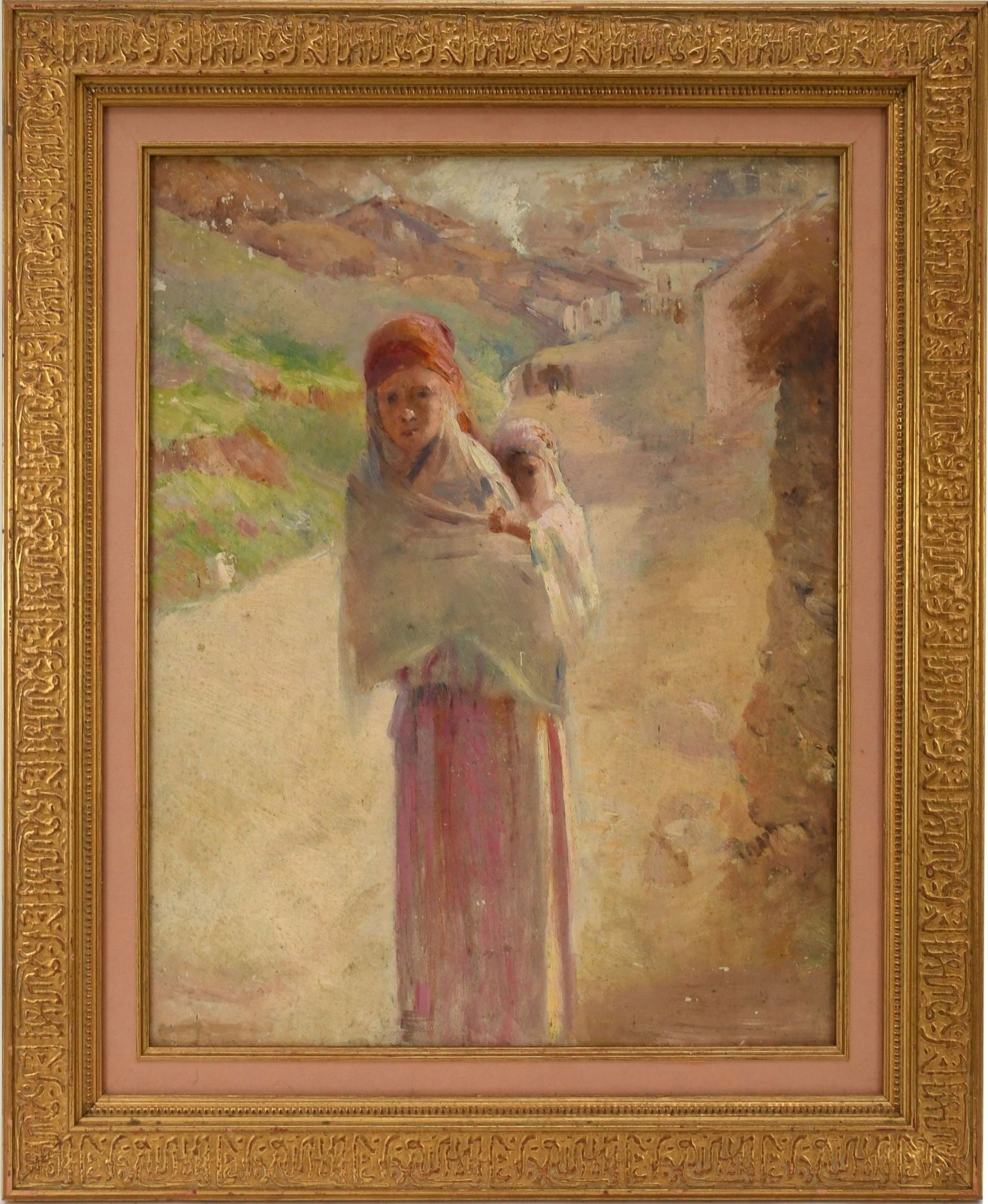 Claude Firmin (French, 1864-1944) oil on panel, Femme avec Bebe, 18 x 14 and three-quarter (1 of 8)