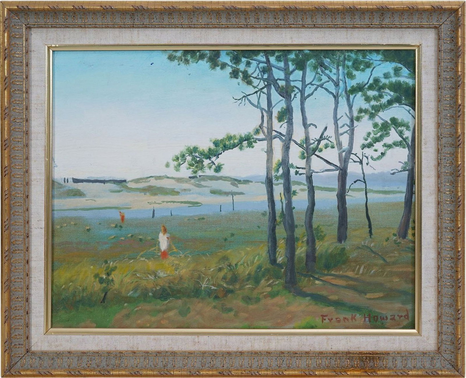 Frank Howard (American b. 1923) oil on canvas, near Footbridge Ogunquit-1969. signed Frank Howard in (1 of 5)