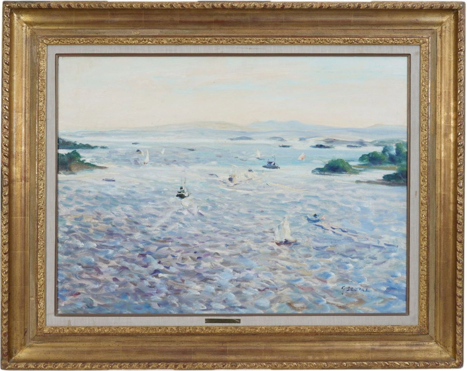 Gaston Sebire (French 1920-2001) oil on canvas, OSLO MARINE, 24 x 32 inches. Overall framed size 33 (1 of 9)