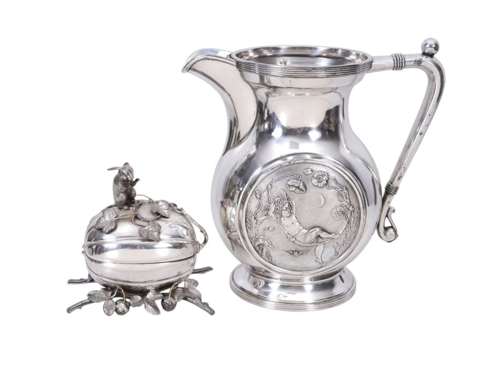 2 Pcs. Antique Victorian Silverplate, One Pitcher Reed & Barton, 11"h x 10"w x 6"d (1 of 13)