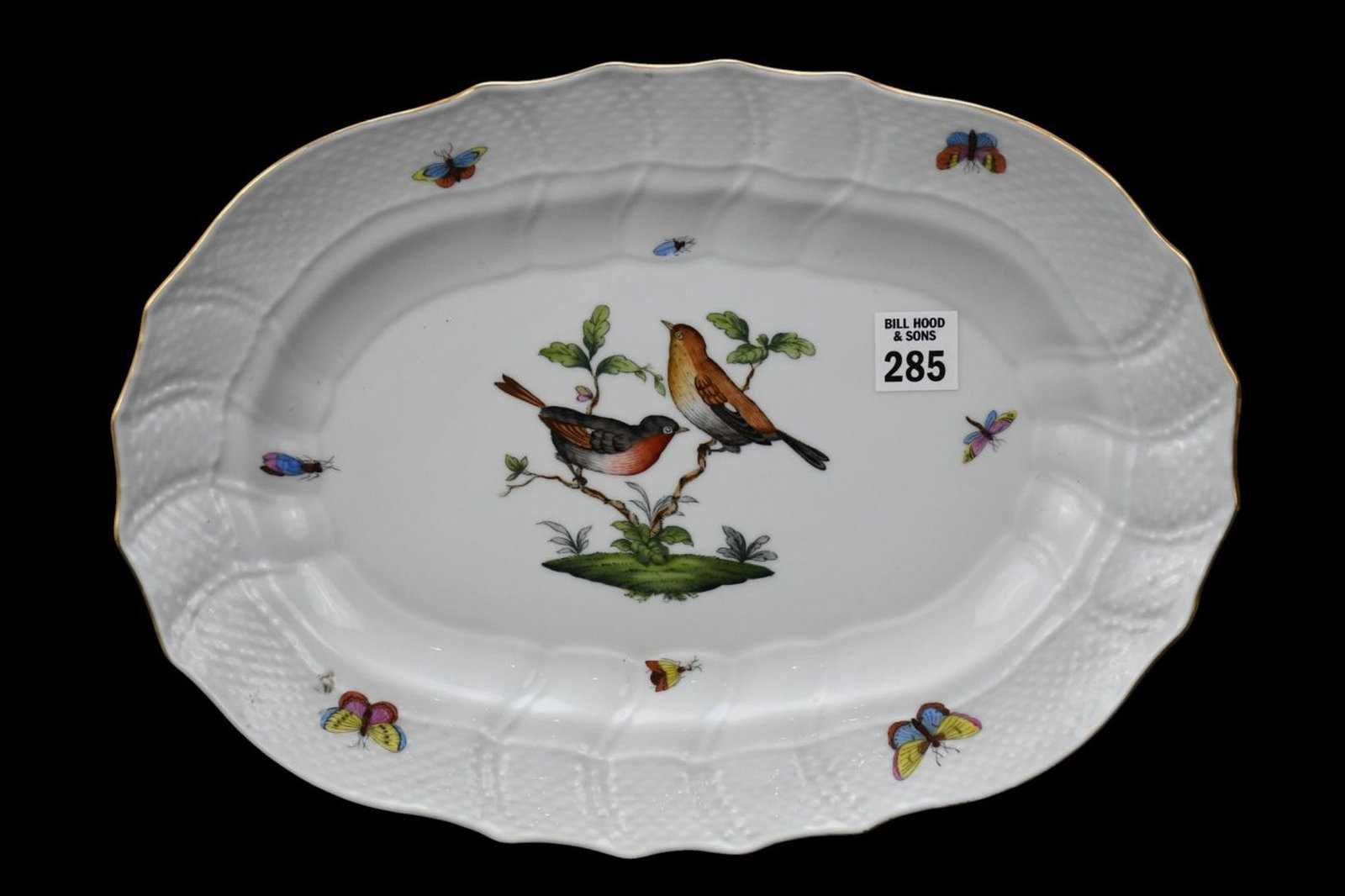 Herend Porcelain Oval Serving Platter, Rothschild Pattern, 13 1/4"L x 9 1/2"w (1 of 4)