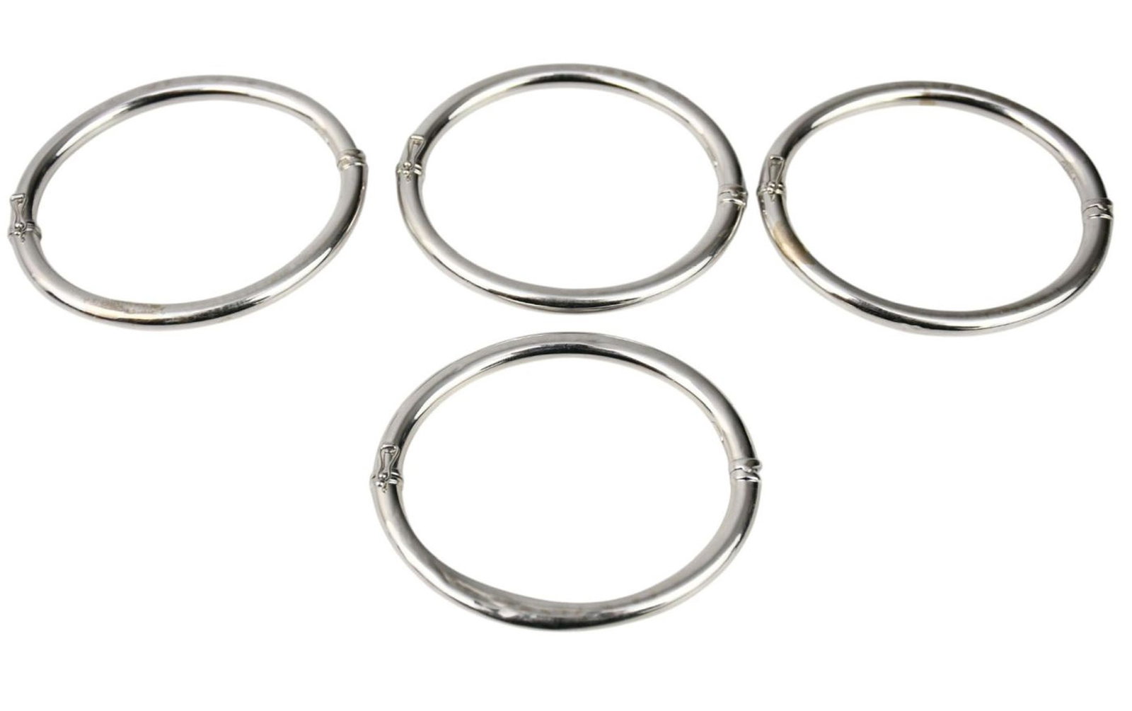 4 - 14K White Gold Bangles. Marked 14K Turkey EG wt. 35.4 grams 7" inner circumference (1 of 2)