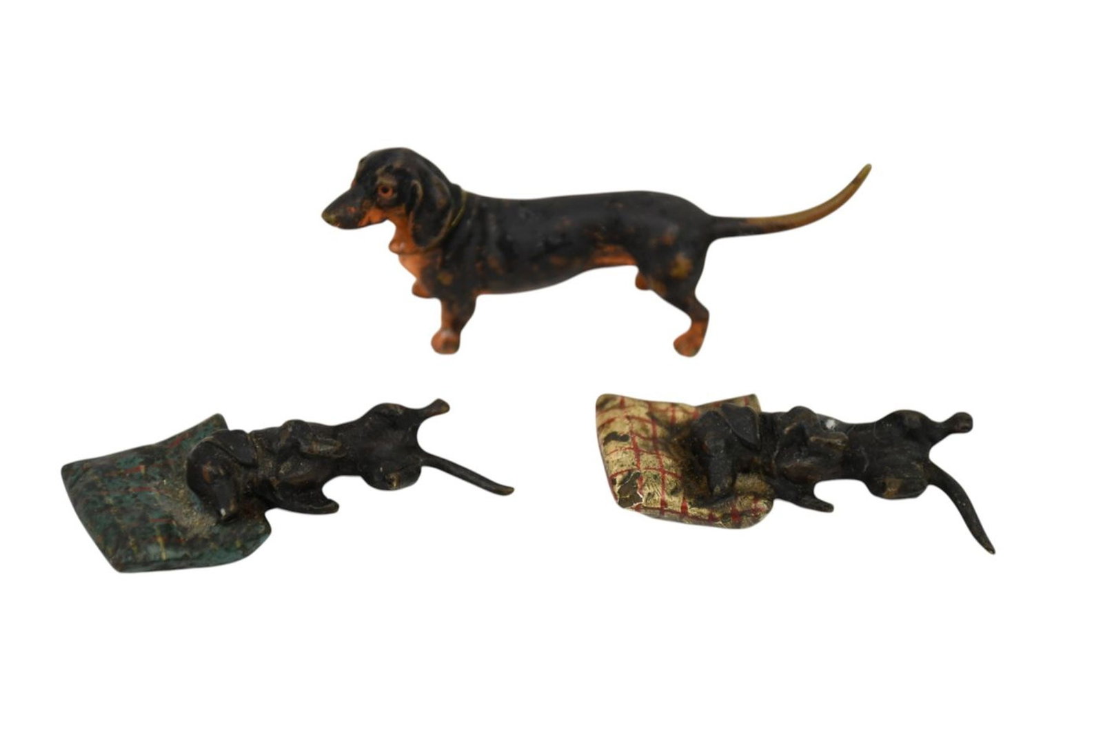3 Vienna Bronze (Unsigned) Miniature Daschunds, 3"Longest (1 of 6)