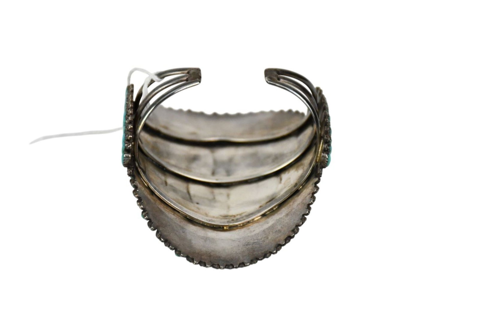 Navajo Old Pawn Vintage Turquoise Sterling Silver Cuff Bracelet. Petite Point turquoise cuff - 3