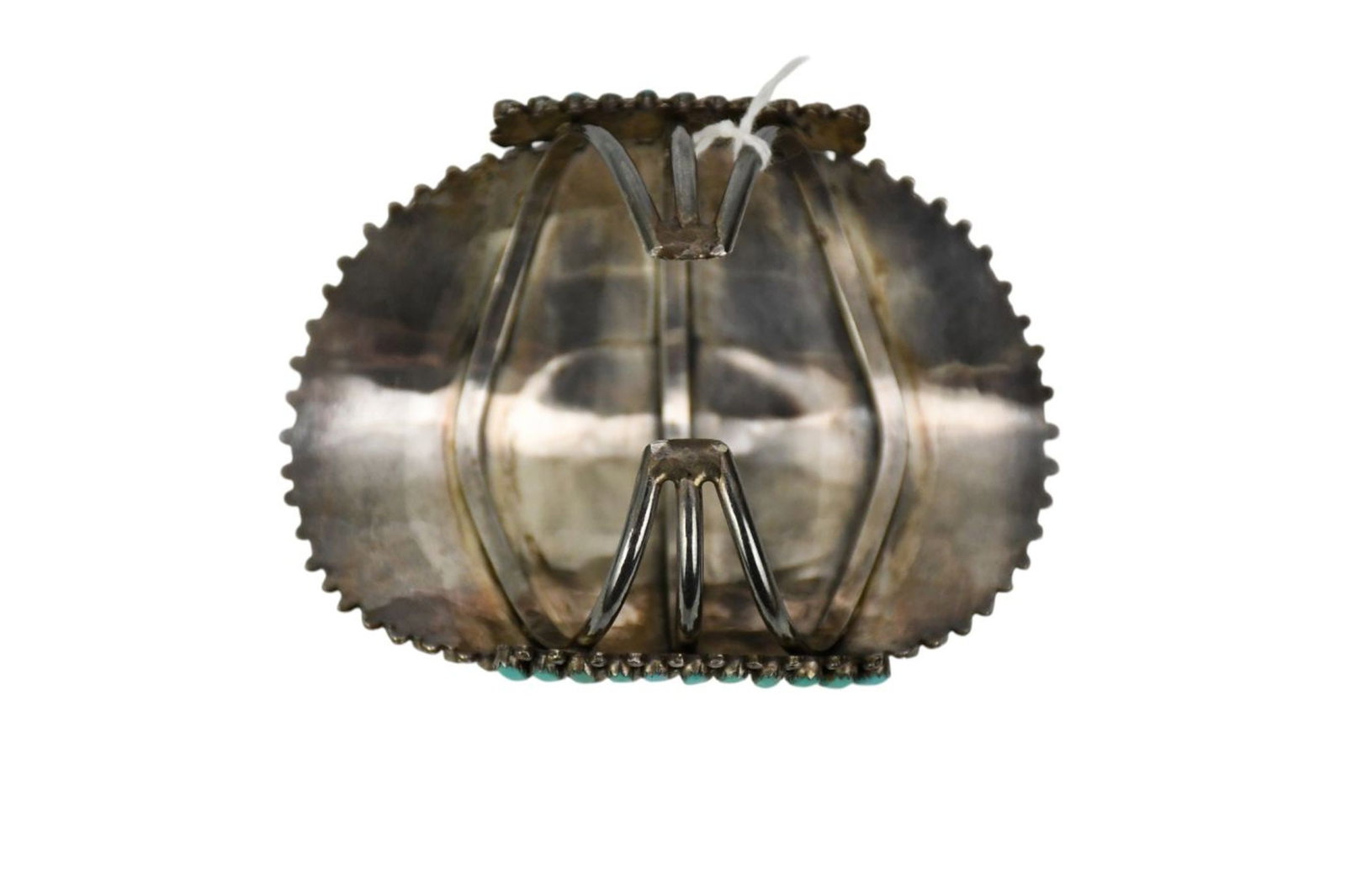 Navajo Old Pawn Vintage Turquoise Sterling Silver Cuff Bracelet. Petite Point turquoise cuff - 4