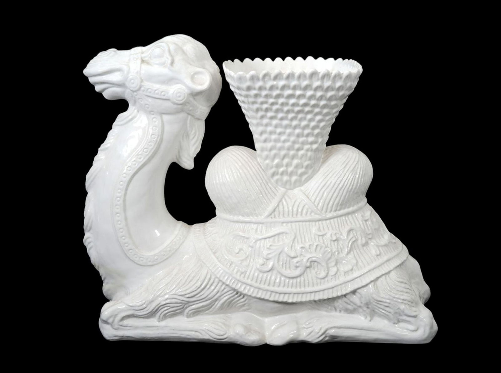 Ceramic Blanc de Chine Camel Planter, 15 1/2"h x 19"w x 10"d (1 of 5)