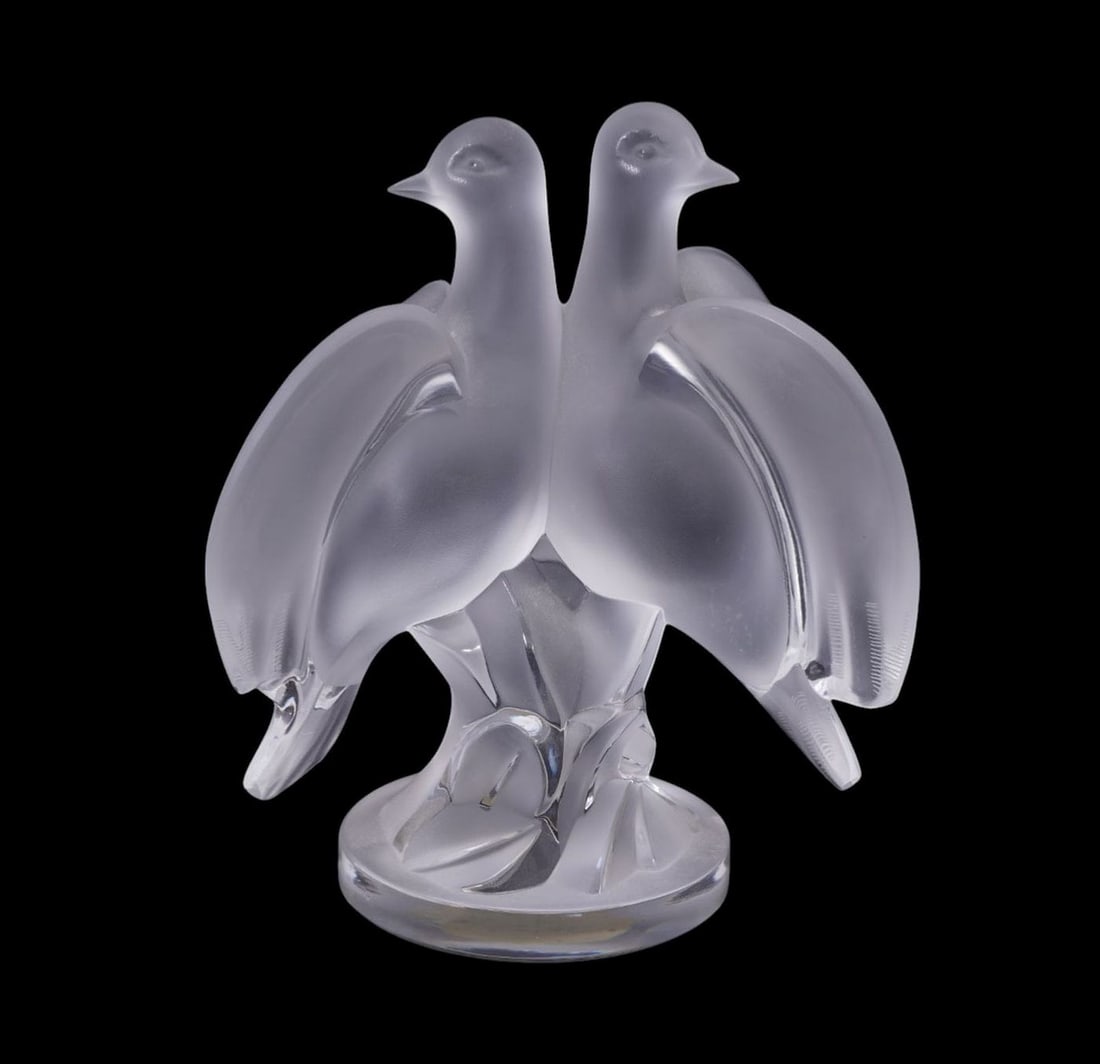 Lalique Crystal "Ariane" Doves, Model 11638, 6 1/2"w x 8 1/2"w x 5"d (1 of 6)