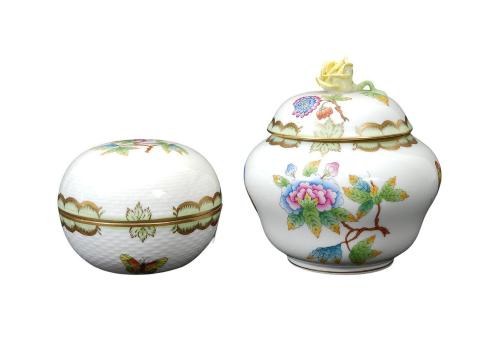 2 Herend Porcelain Covered Jars, Largest, 5"h x 5"w (1 of 7)