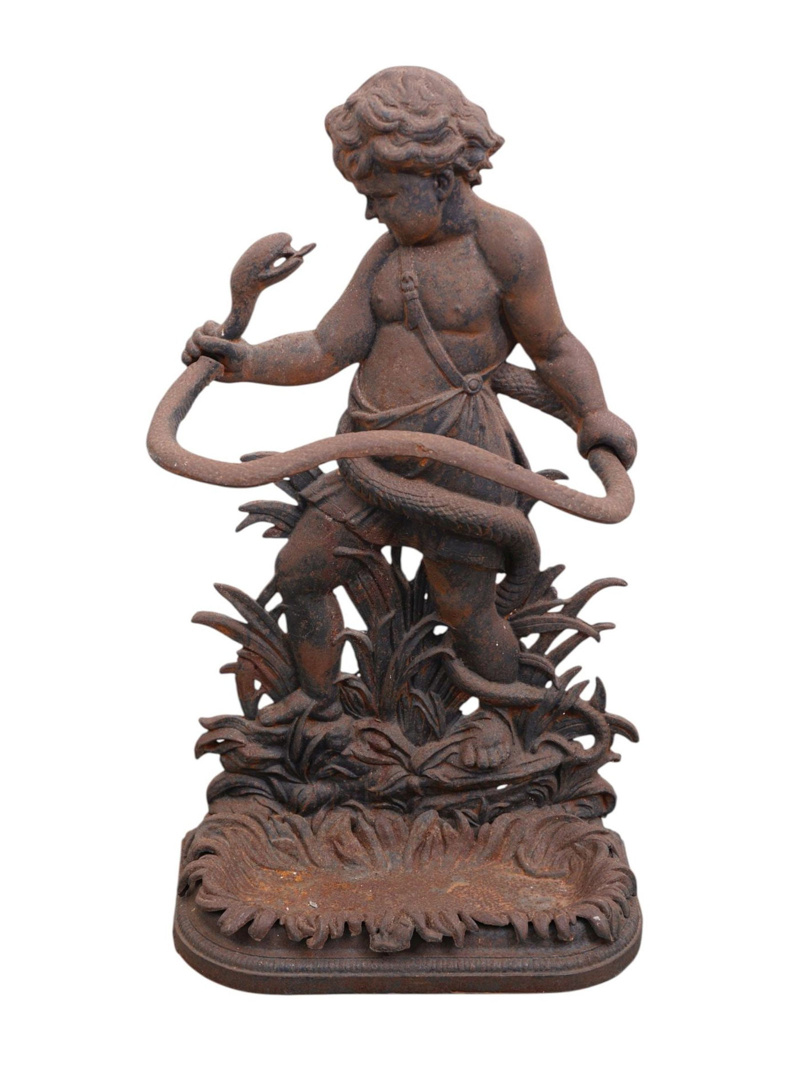 Victorian Iron Figural Umbrella Stand, 32"H X 18"W X 5 1/2"D (rusty) (1 of 6)