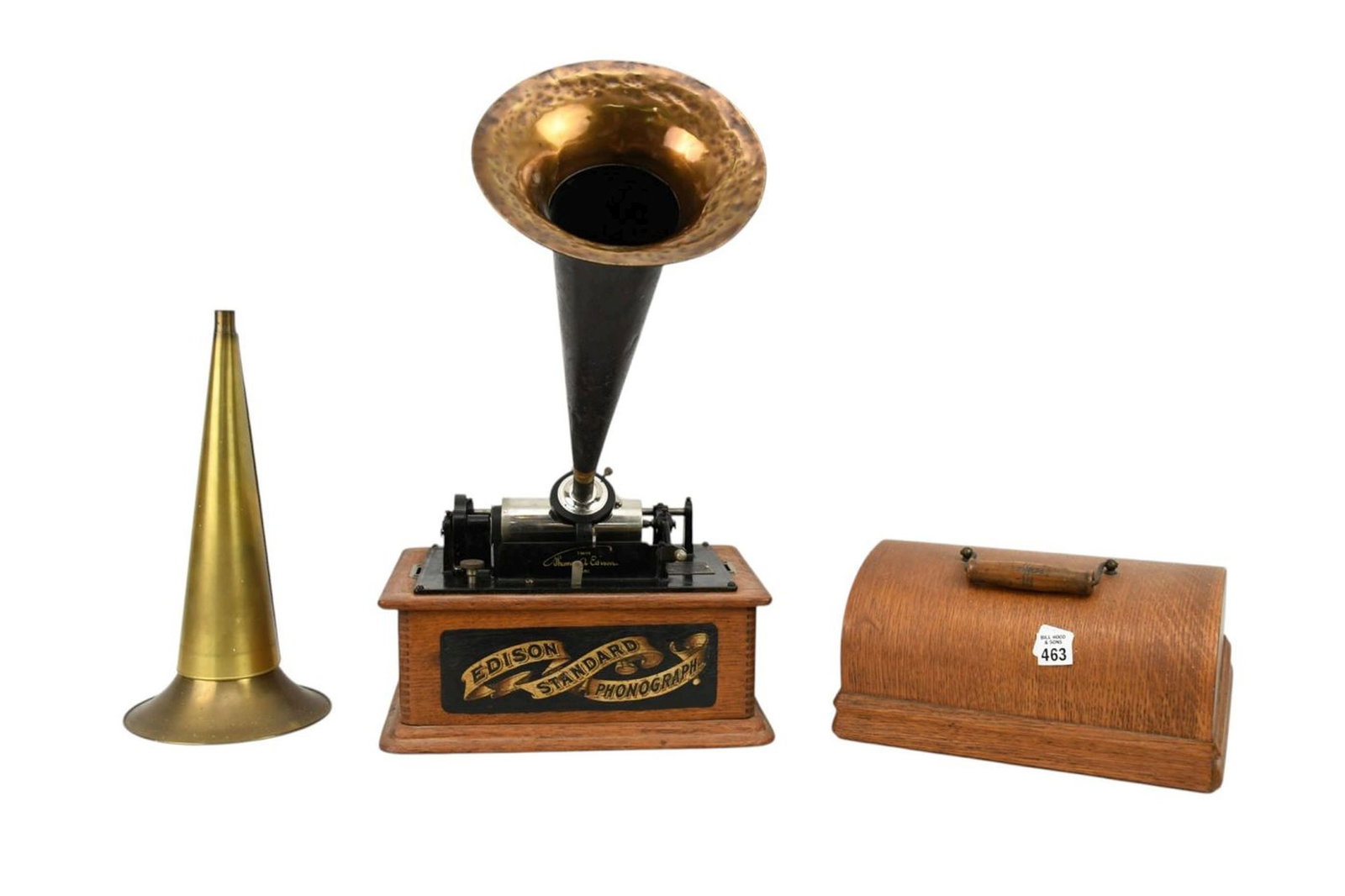 Vintage Edison Standard Phonograph in Oak Case, Overall 11 1/2"h x 11"w x 8 1/2"square (Not Tested) (1 of 6)