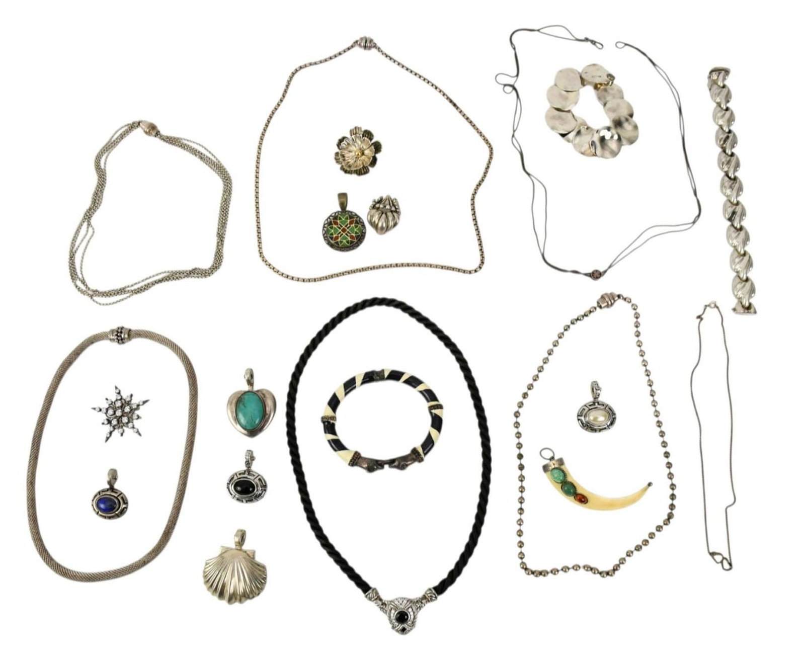 Sterling Silver Necklaces & Pendant Lot. Snap on Pendant (7) & Necklace(4) interchangeable ESPO, 1 (1 of 7)