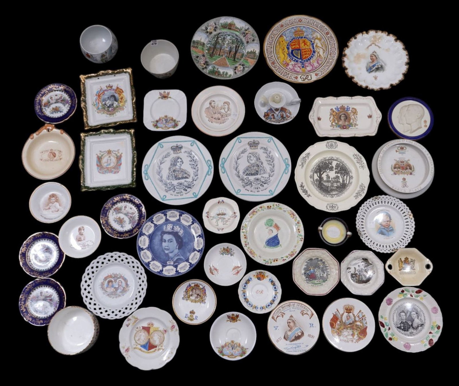 Approx 41 Assorted Commemorative Monarchy Ceramic Plates & Misc, largest 12"dia (1 of 11)