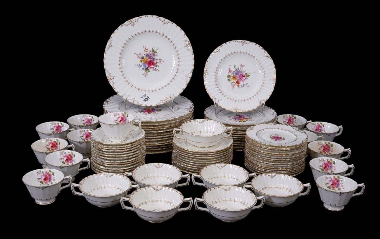 Royal Crown Derby China, Ashby Pattern; 4 Dinner Plates (10 1/2"dia), 23 B & B Plates (6 1/4"dia), 6 (1 of 6)