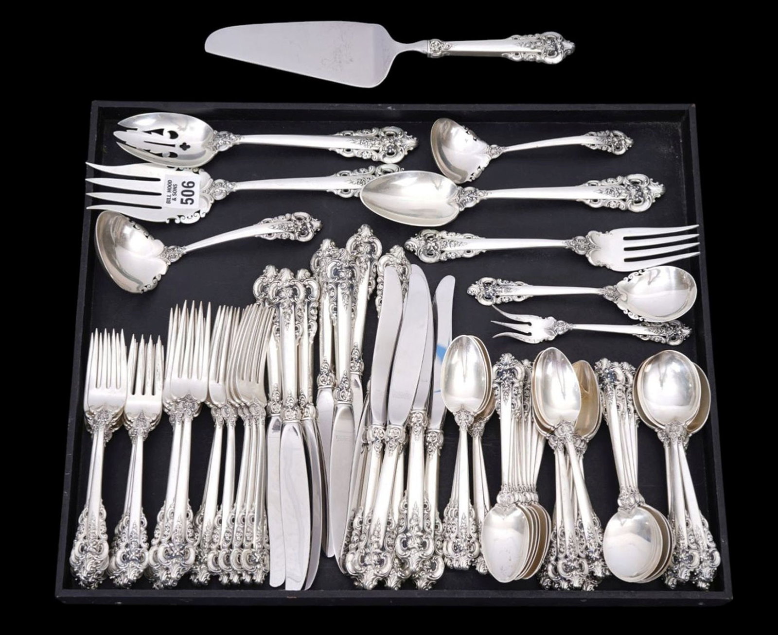 Wallace Sterling Silver Flatware, Grand Baroque Pattern, 80 Pcs. incl; 12 Dinner Knives (8 3/4"L), (1 of 10)
