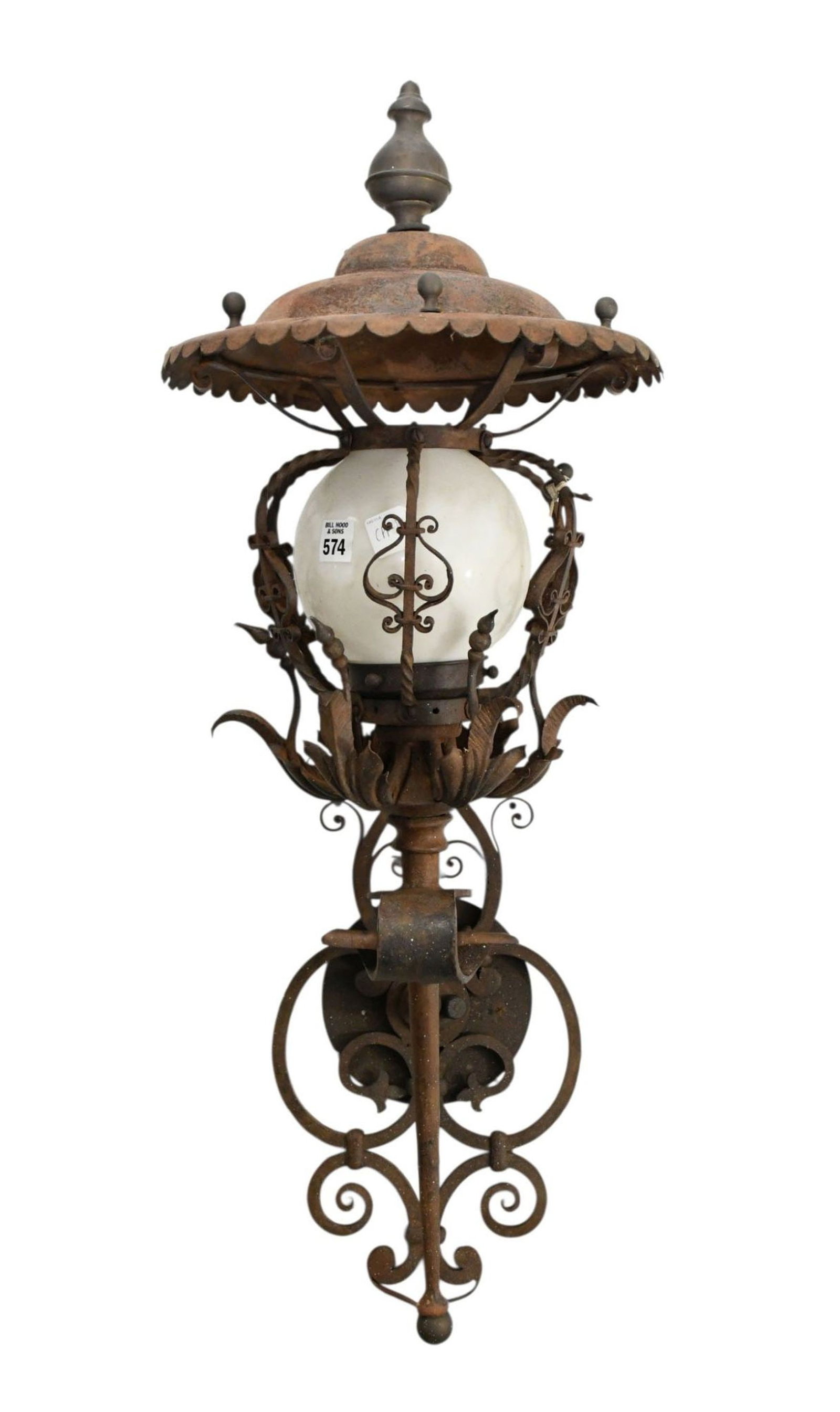 Antique Wrought Iron Garden/Outdoor Light Wall Sconce, 31"h x 12"w x 12"d (needs rewiring) (1 of 4)