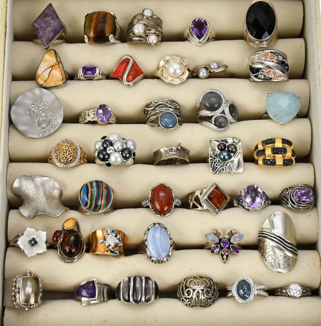 Sterling silver Ring Lot. 41 Sterling Silver various designers JCM, PZ, OS, JS, Milor, LIRM, JOY, (1 of 13)