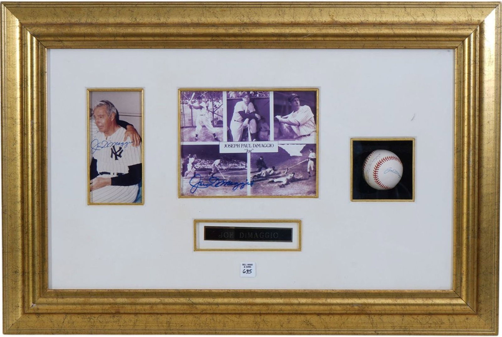 JOE DIMAGGIO Framed Autographs, ball (signed twice), and photos, 24"h x 35"w x 4"d (1 of 7)