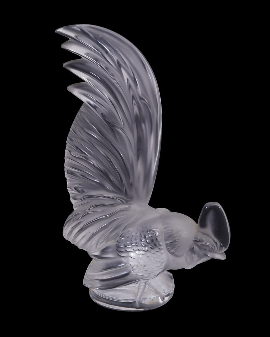 Lalique France Crystal Rooster "Coq Nain", 8"h x 5 1/2"w x 2 1/2"d (1 of 5)