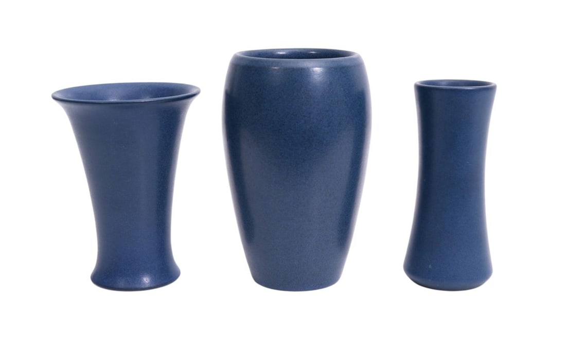 3 Pcs. Marblehead Pottery Vases, Circa 1920, Largest 6 1/2"h x 3"w (1 of 4)