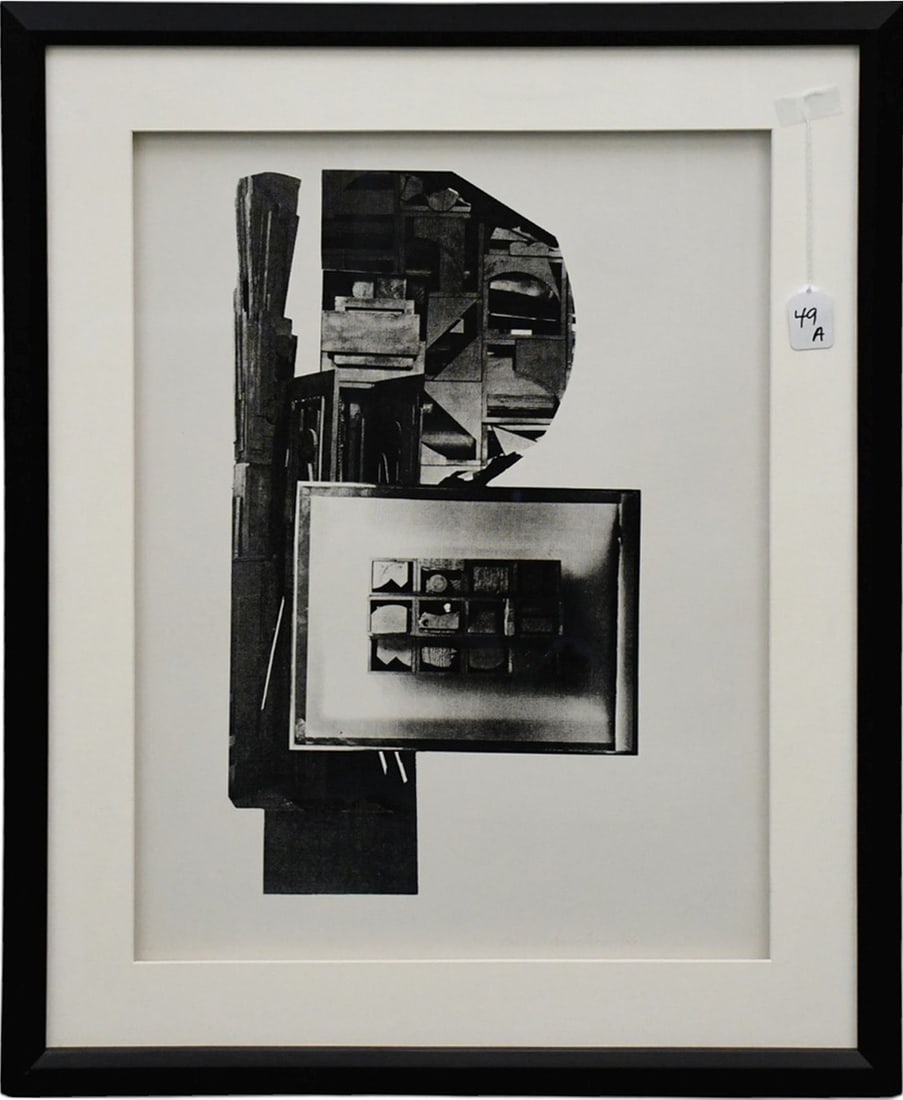 Louise Nevelson (AMERICAN, 1899–1988) 'Facade' Signed Serigraph, ed. 44/125. pencil signed and: Louise Nevelson (AMERICAN, 1899–1988) 'Facade' Signed Serigraph, ed. 44/125. pencil signed and dated 1966. 22 x 16-1/2 sight, overall framed size is 29 x 23-1/2 inches.