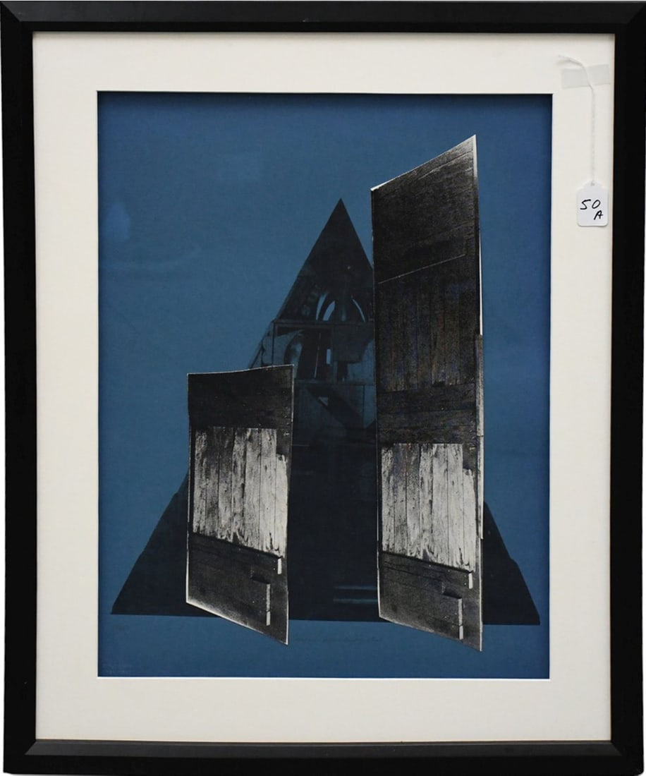 Louise Nevelson (AMERICAN, 1899–1988) "By the Lake", Serigraph hand signed and dated 1966 in: Louise Nevelson (AMERICAN, 1899–1988) "By the Lake", Serigraph hand signed and dated 1966 in pencil, ed. 44/150. 22 x 16-1/2 sight, overall framed size is 29 x 23-1/2 inches.