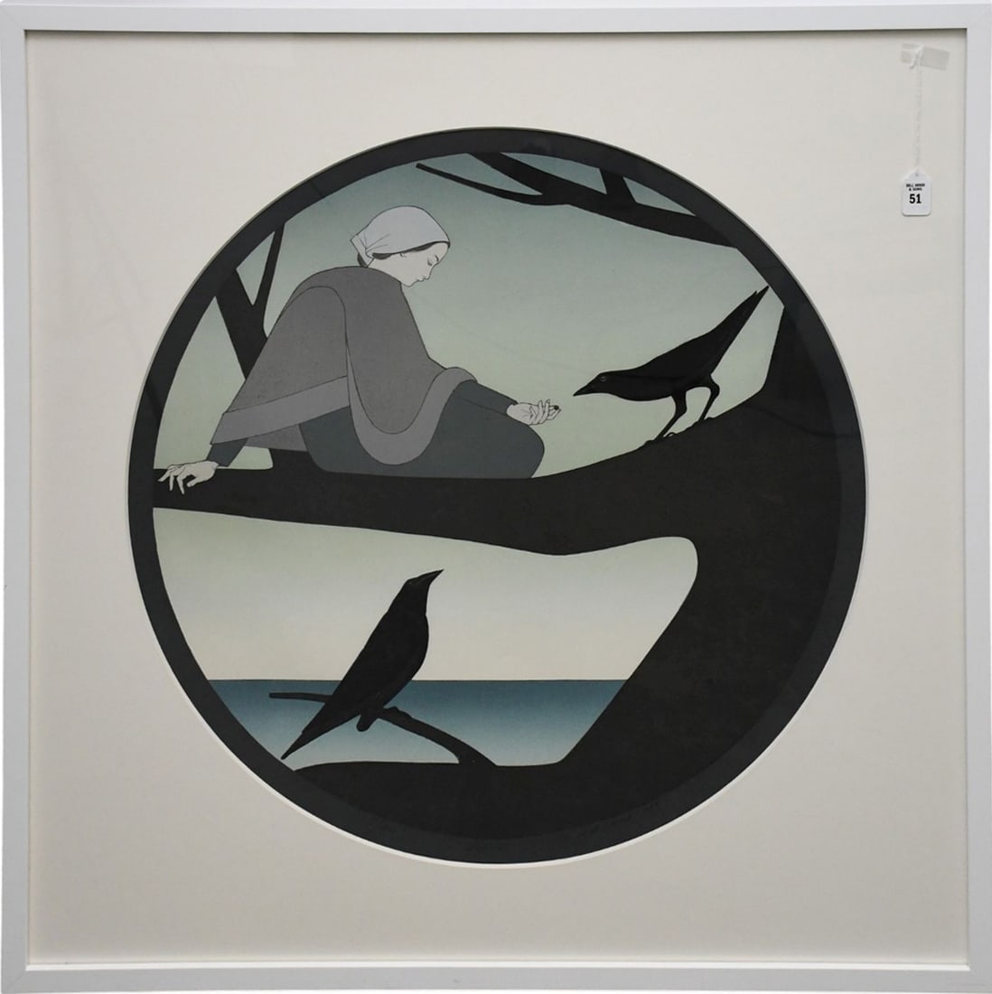 Will Barnet (AMERICAN, 1911–2012) Lithograph, Bird and Lady on branch, 28-1/2 x 28-1/2 inches. (1 of 8)
